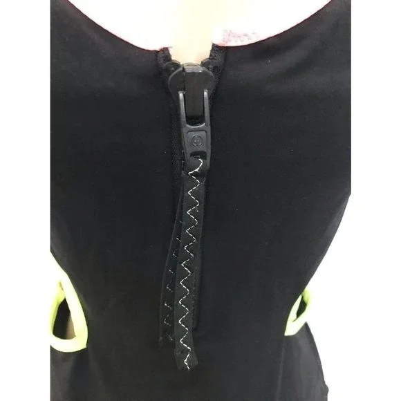 Zara Women’s Black Cut Out Piping Neón Trim Zip Front Cheeky Swimsuit Sz S NWT - Picture 6 of 14